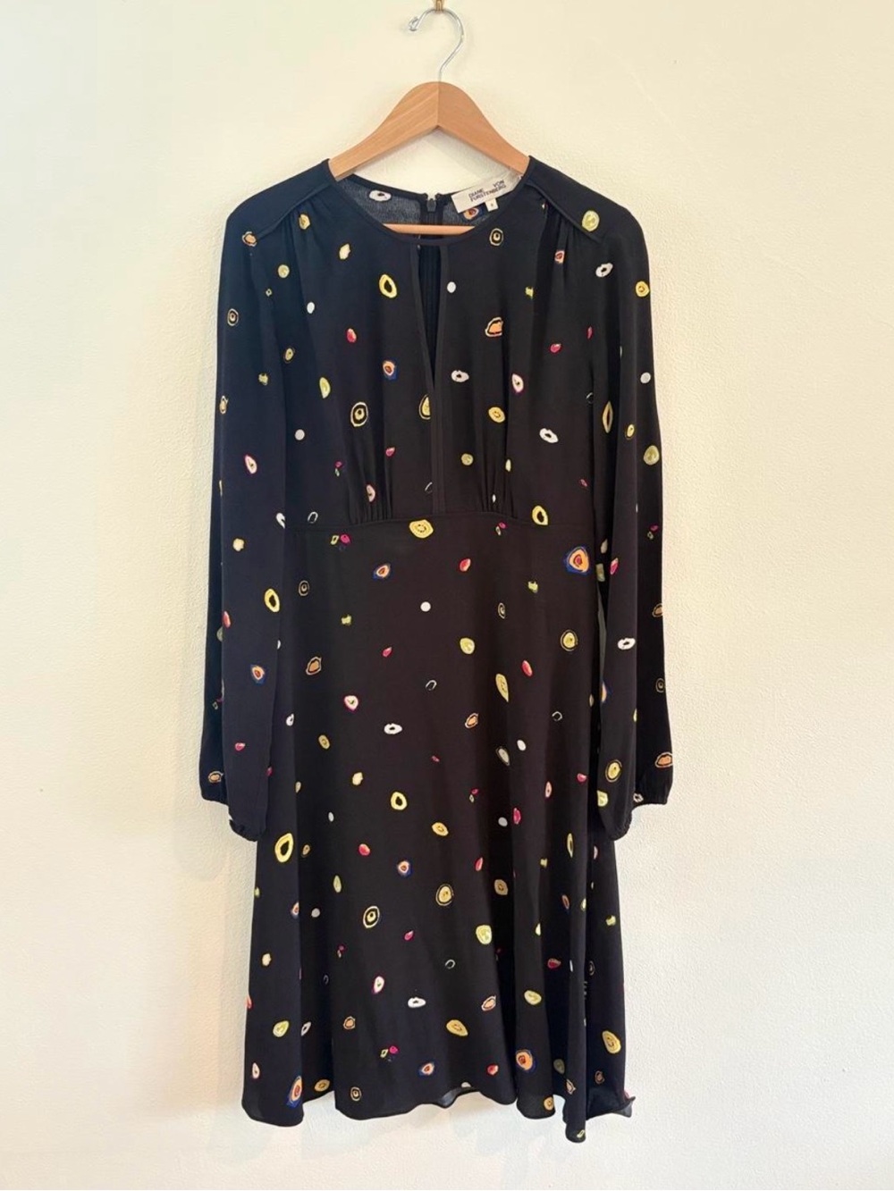 Diane Von Furstenberg Andrea Dress Black printed polka dot agate